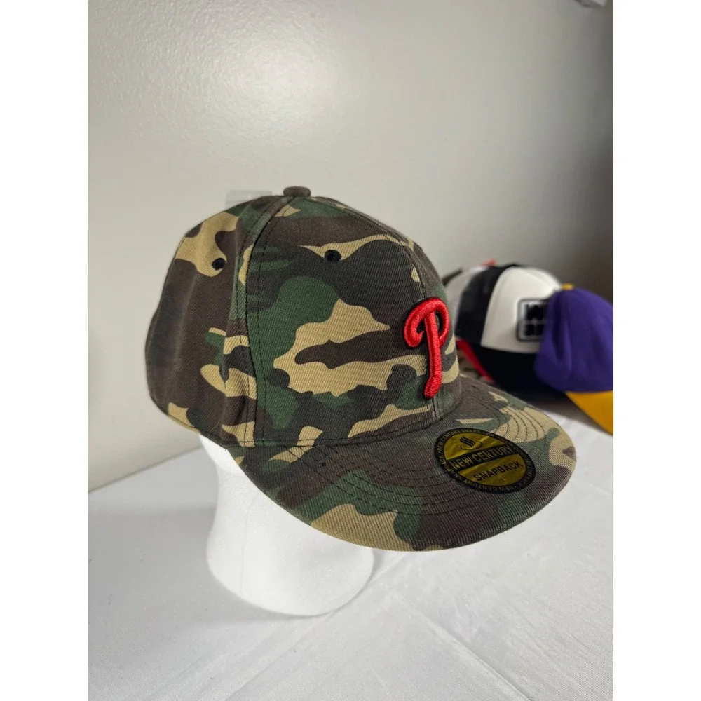 NWT New Century Camo Philadelphia Phillies Style P Snapback Hat Camouflage Cap